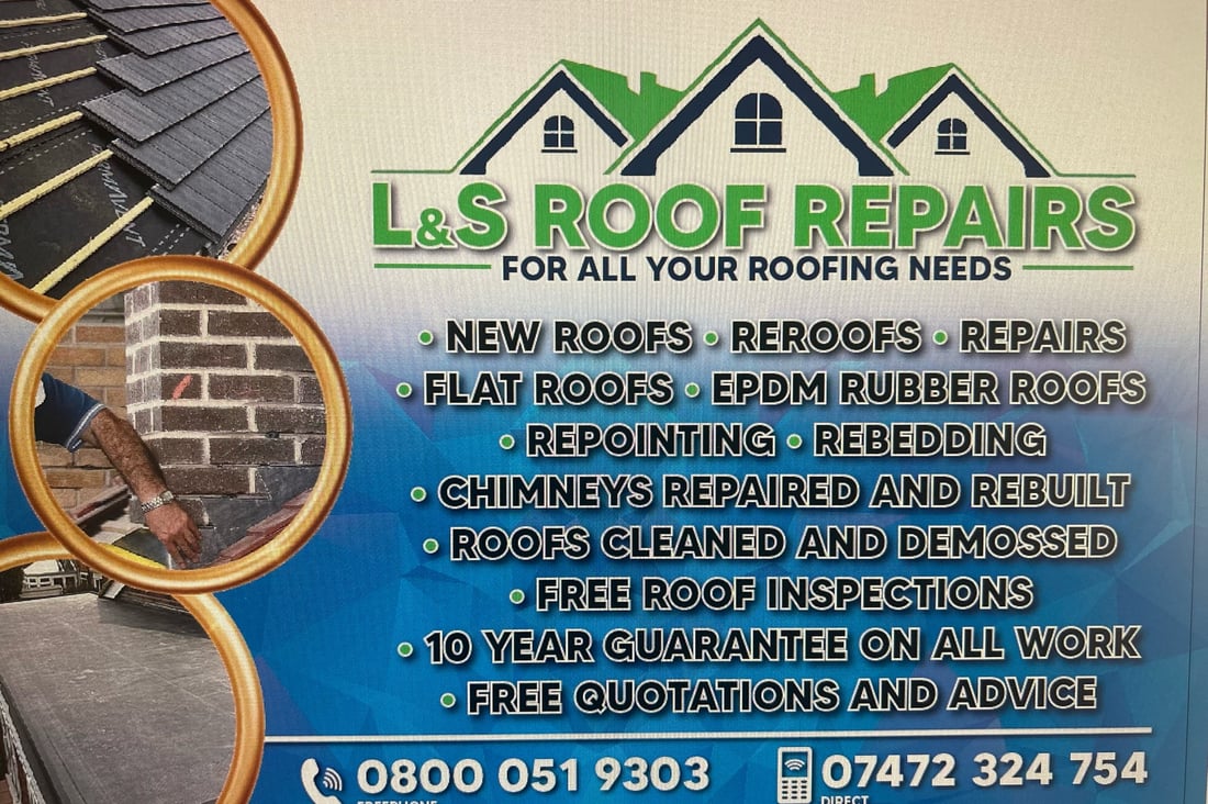 Main header - "L & S Roof Repairs"