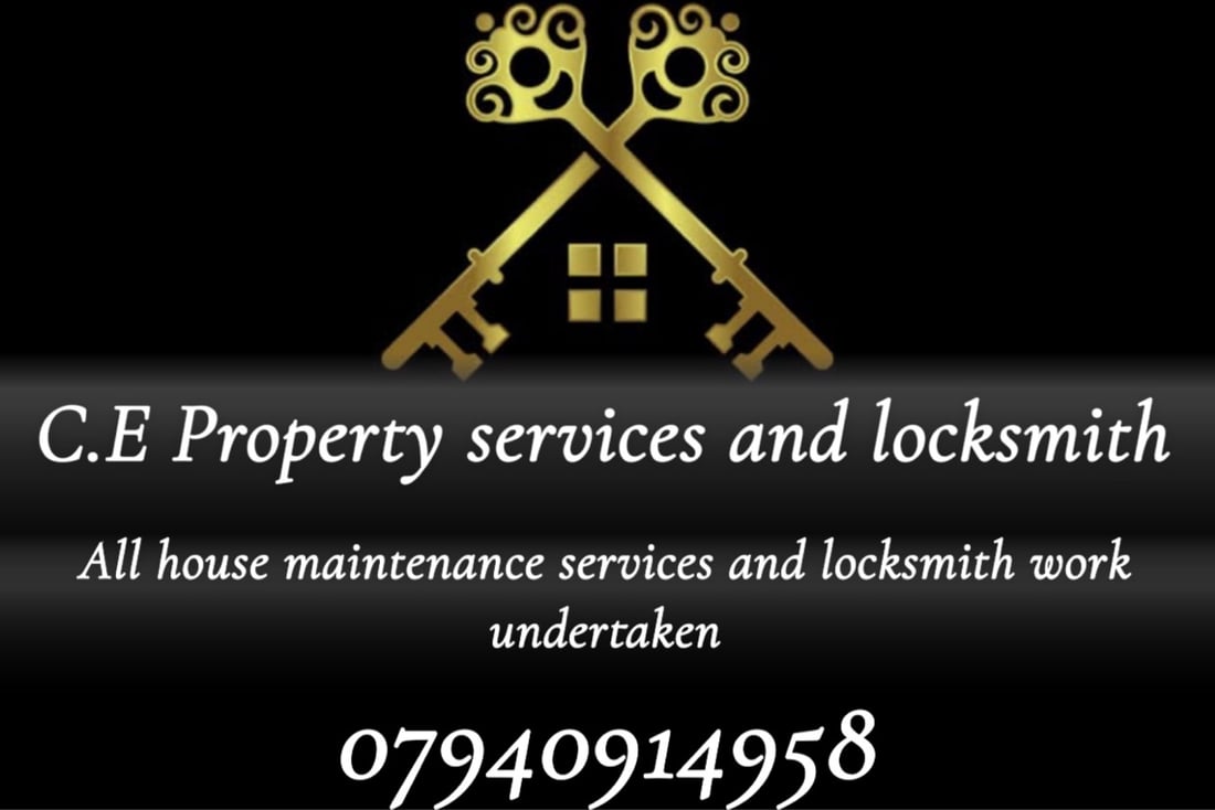 Main header - "CE Property Maintenance & Locksmith Services"