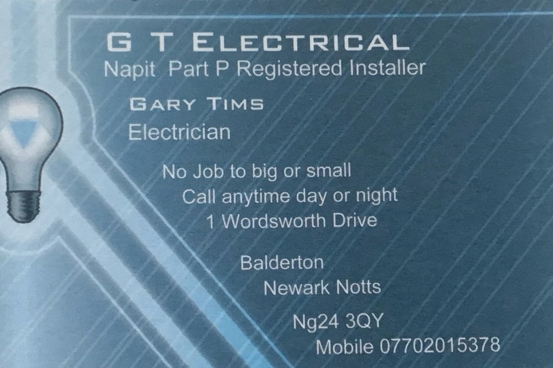 Main header - "G T Electricals"