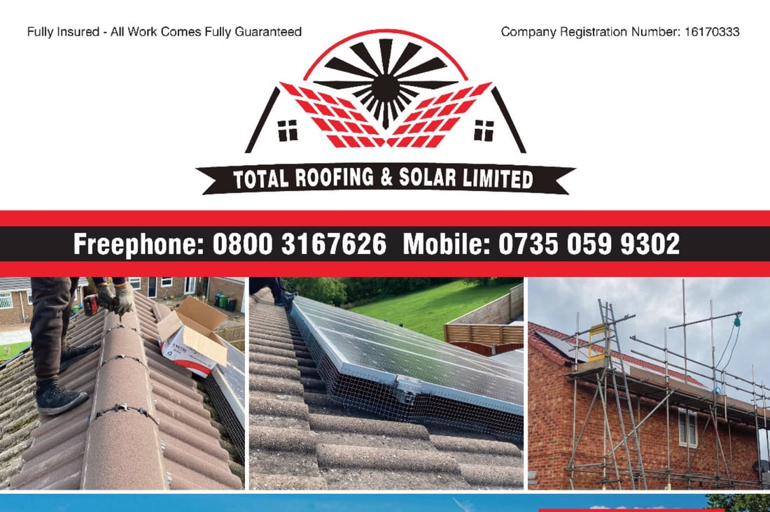 Main header - "Total Roofing & Solar LTD"