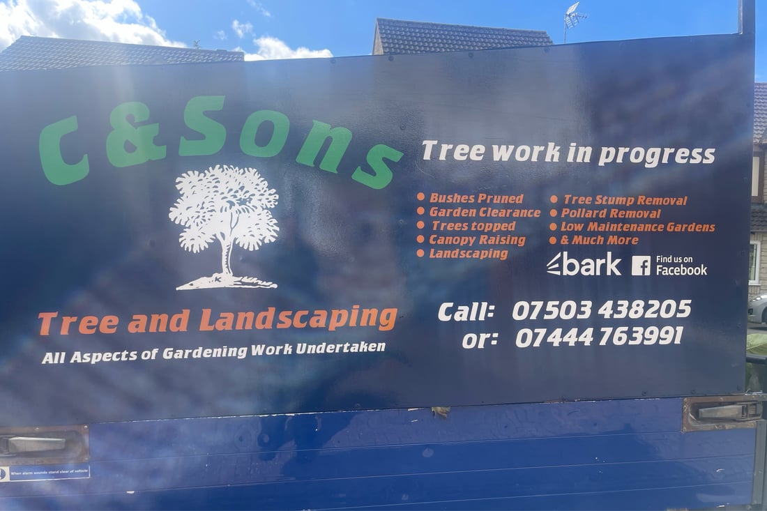 Main header - "C & Sons Tree and Landscaping"