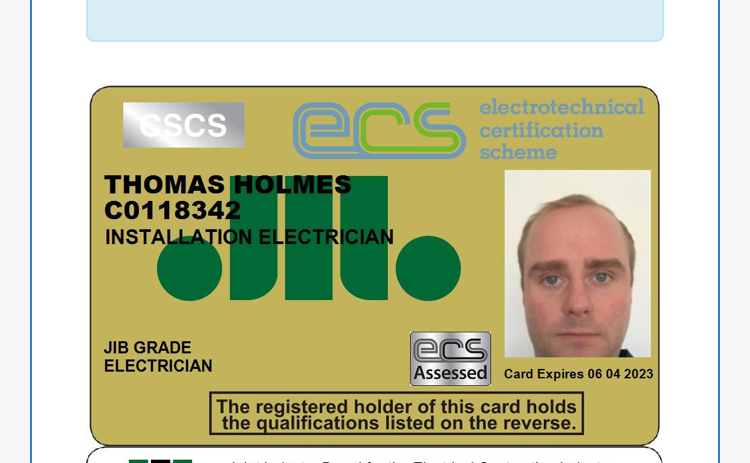 Main header - "T Holmes Elec"