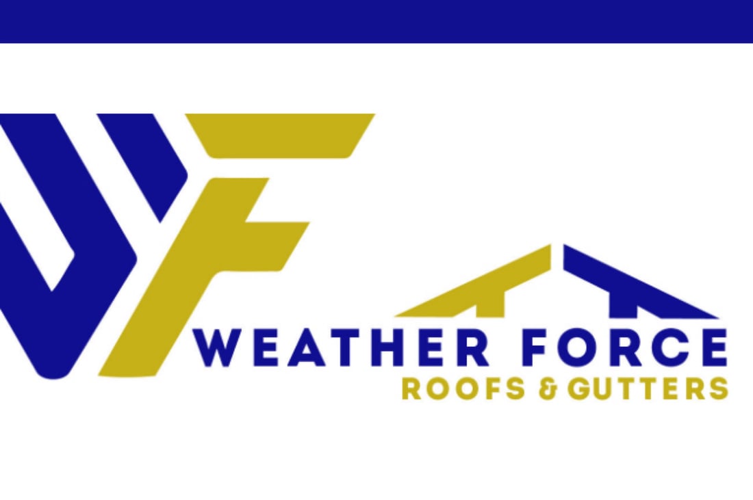 Main header - "Weather Force Roofs & Gutters"