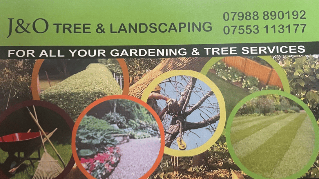 Main header - "J&O Trees & Landscaping"