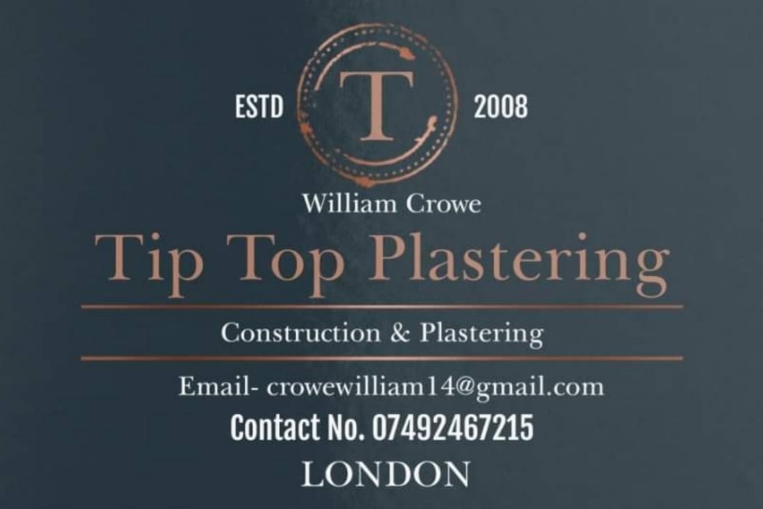 Main header - "Tip Top Plasterers"