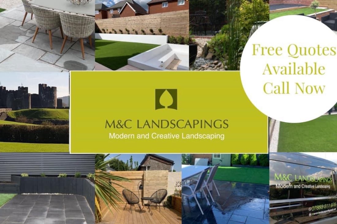 Main header - "M and C Landscaping and home improvements"