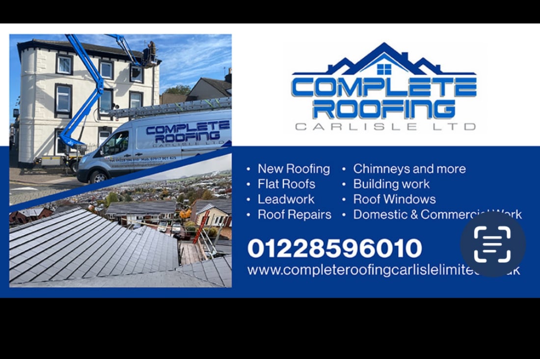 Main header - "COMPLETE ROOFING CARLISLE LIMITED"