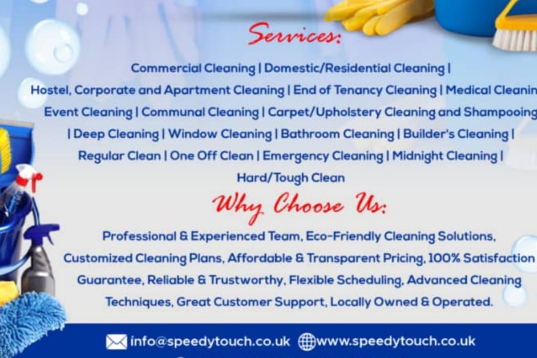 Main header - "SpeedyTouch Cleaning Services"