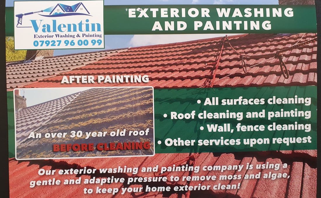 Main header - "Valentin Exterior Washing & Painting"