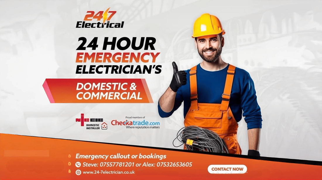 Main header - "24/7 Electrical & Plumbing"