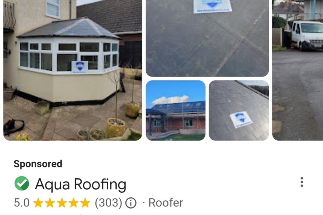 Main header - "Aqua Roofing"