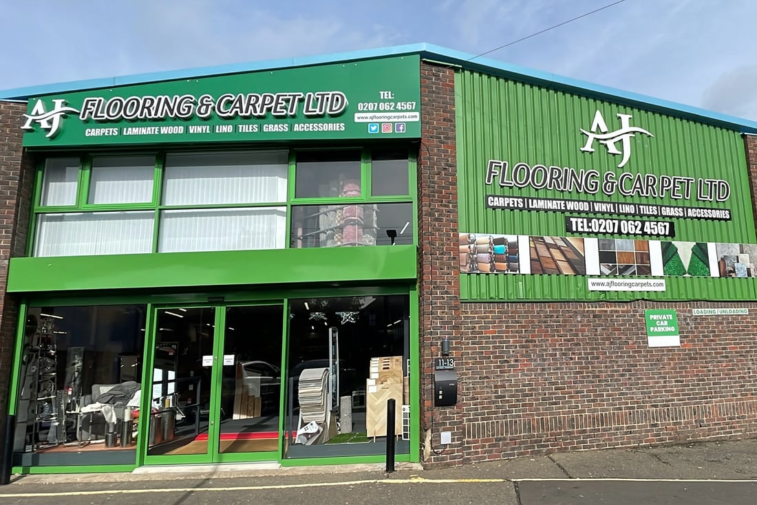 Main header - "AJ FLOORING & CARPET LTD"