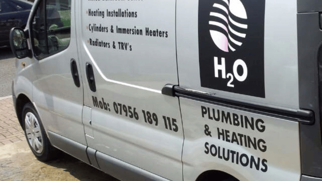 Main header - "H2O Plumbing & Heating Solutions"