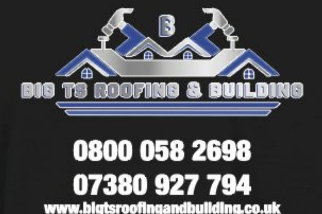 Main header - "Big T's Roofing & Building"