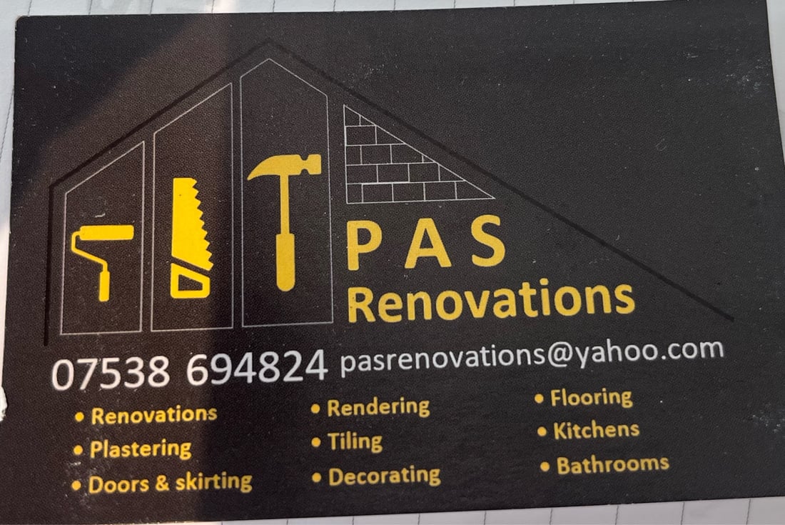 Main header - "PAS Renovations"