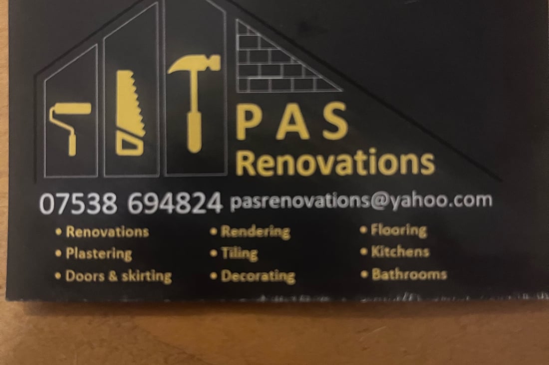 Main header - "PAS Renovations"