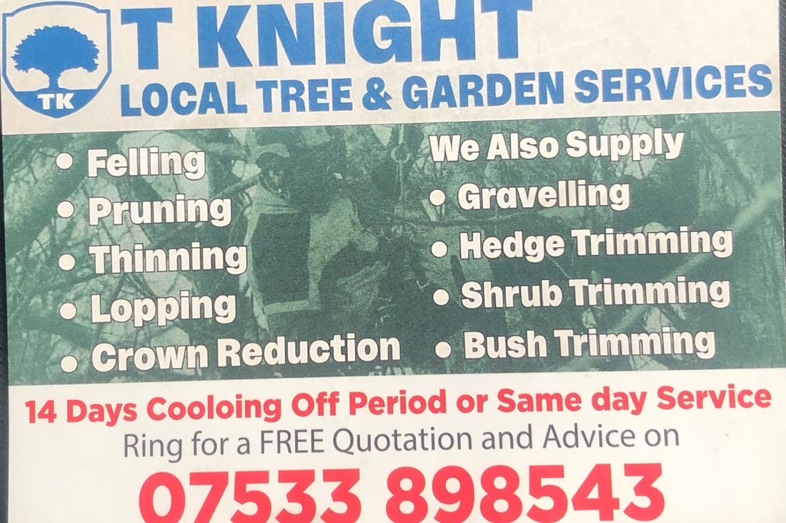 Main header - "TK Tree Services"