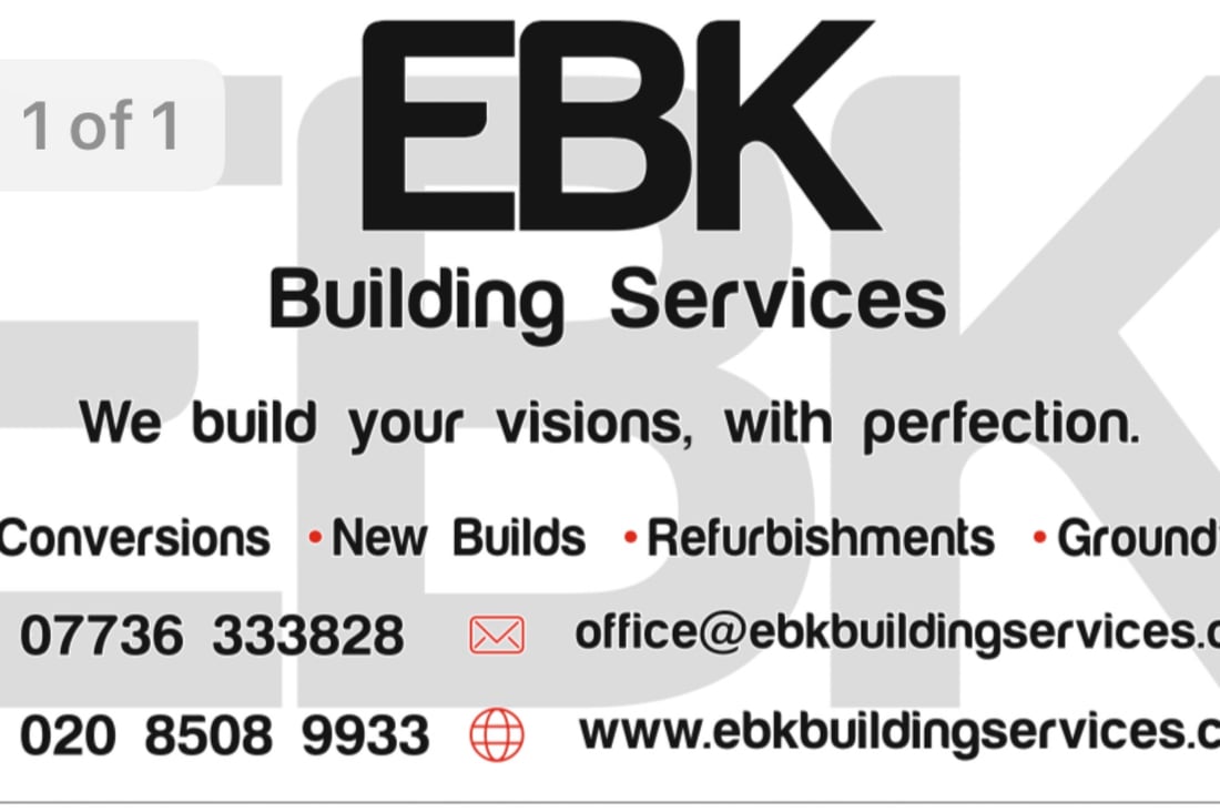 Main header - "EBK BUILDING SERVICES LIMITED"