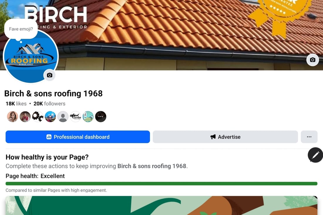 Main header - "Birch & Sons Roofing"