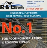 Company/TP logo - "R&L Roofing"