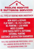 Company/TP logo - "Redline Roofing & Guttering"