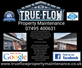 Company/TP logo - "True Flow Property Maintenance"