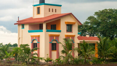 Colorful house in countryside in India