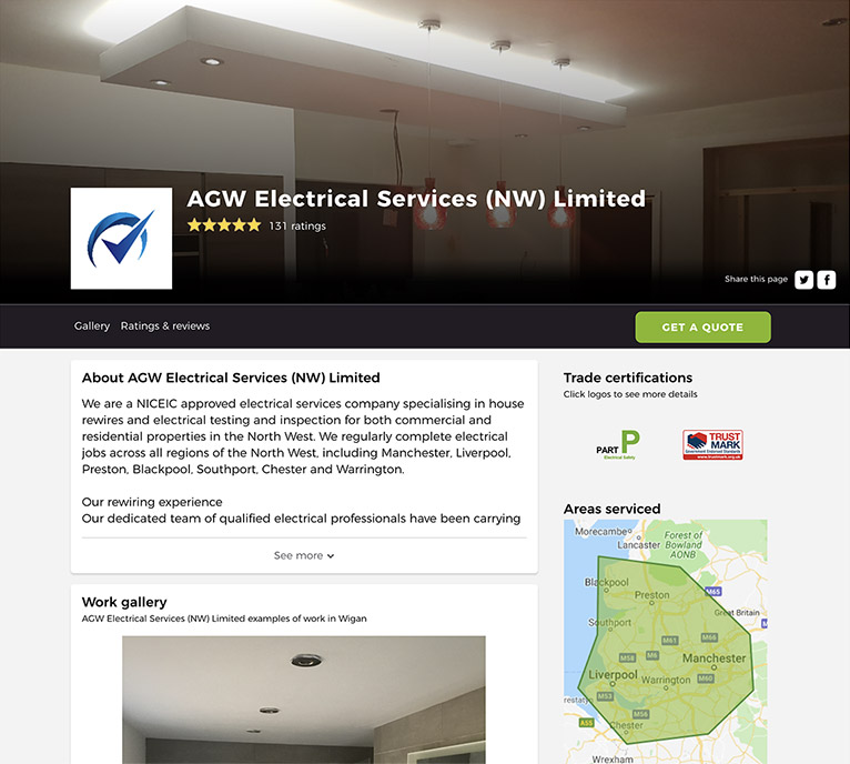 AGW Electrical Services profile on Rated People