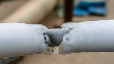 Pipe covered in ice