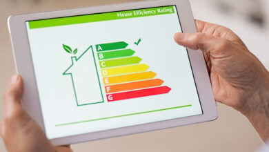 Energy efficiency chart displayed on a tablet