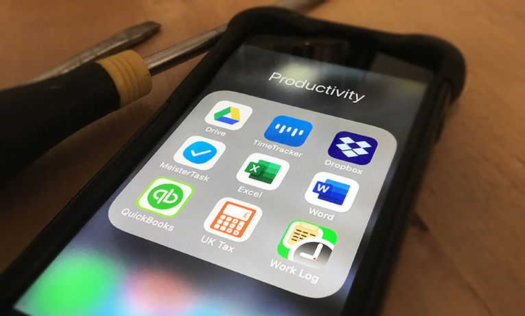 iPhone with productivity apps