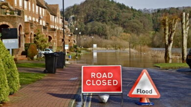 Road closed due to flooding