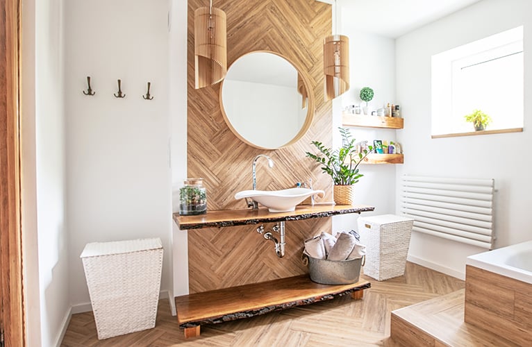 2021 home improvements: Bathroom with wood features