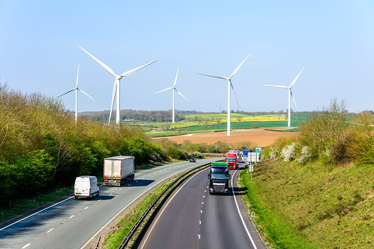 Wind farm near motorway