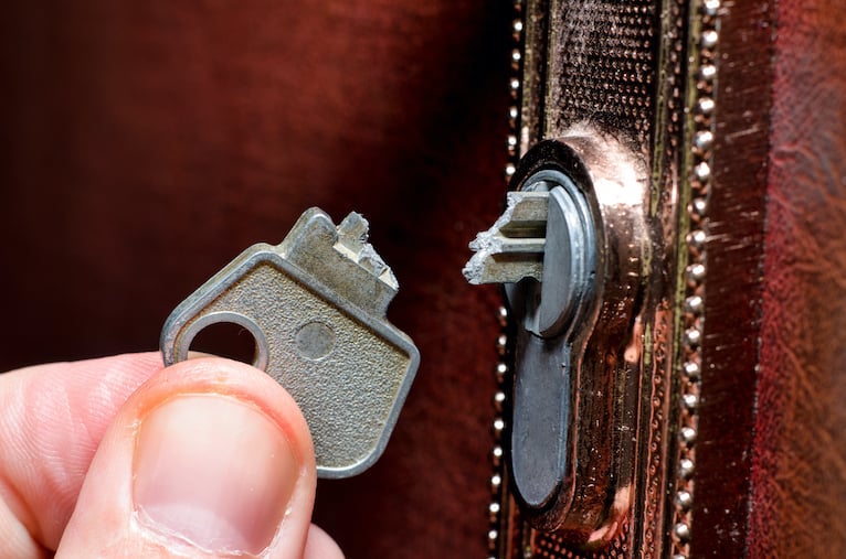 Snapped key in lock