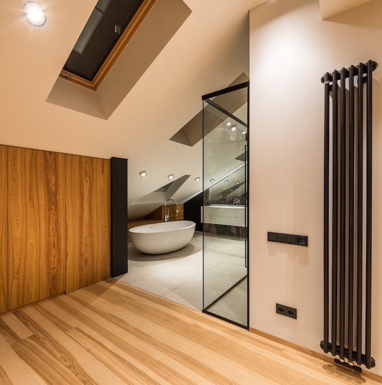 Home design: Modern bathroom with skylight