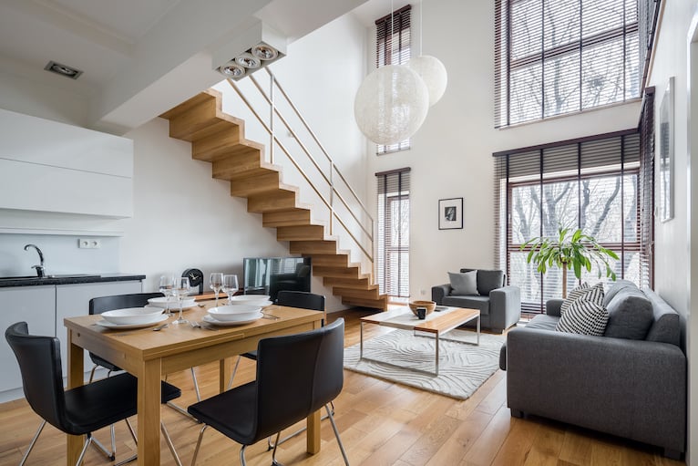 Modern open plan kitchen living room