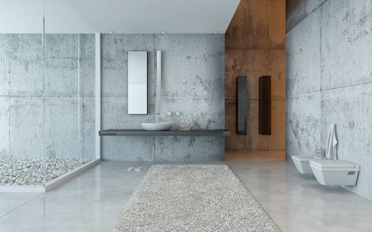 Large modern bathroom with minimalistic fixtures and fittings