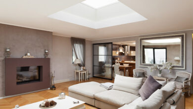 Skylight in large living room