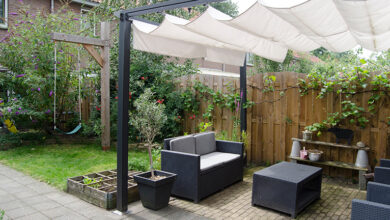 Pergola covering garden furniture