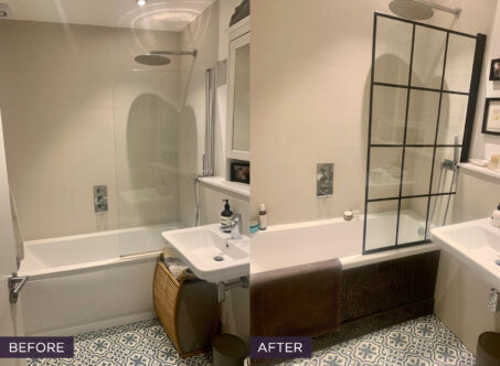 Jess' bathroom before and after.
