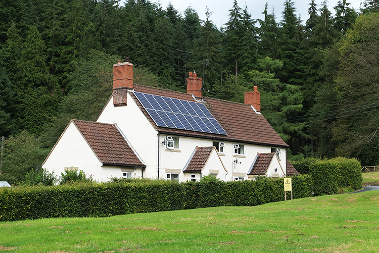 UK home with solar panels