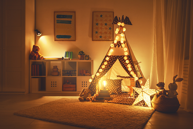 Childrens' playroom with lighting