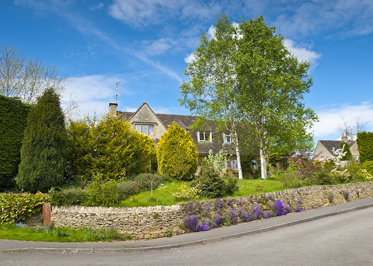 Rural home with beautiful front garden in UK
