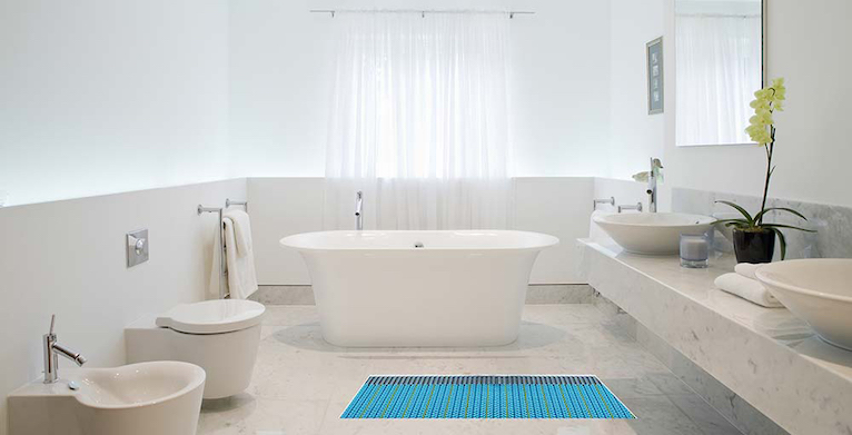 Electric underfloor heating in bathroom