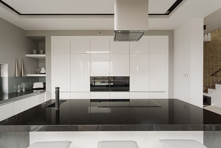 Black and white minimalist kitchen