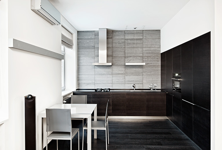 Minimalism style monochrome kitchen
