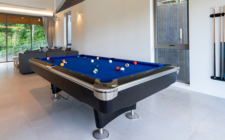 Entertaining space with billiard table