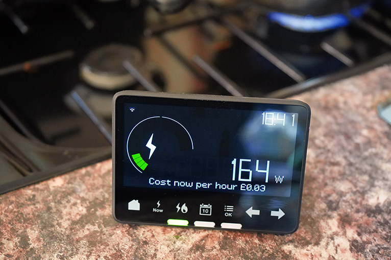 Household smart meter on kitchen counter