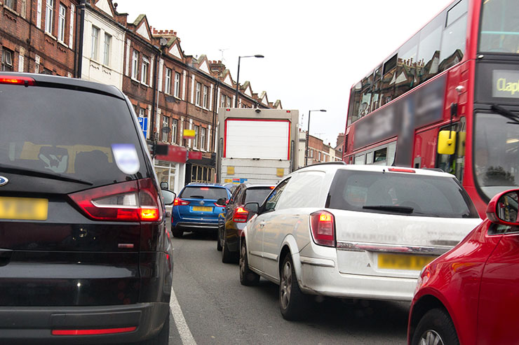 Heavy traffic on a London road